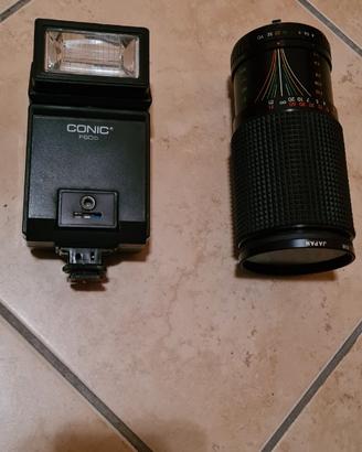 Obiettivo fotocamera e flash