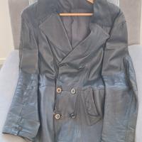 Giacca trench uomo in vera pelle nera