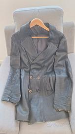 Giacca trench uomo in vera pelle nera