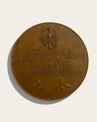 Rara Medaglia Repubblica Weimar 1922 Firma MORIN