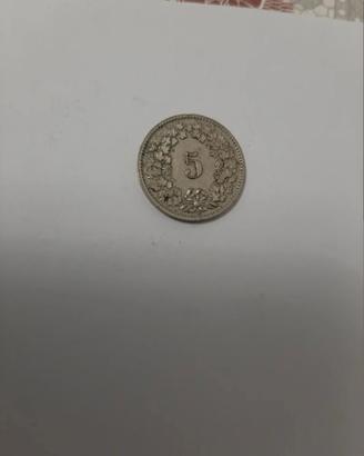Moneta Svizzera 5 Rappen 1954