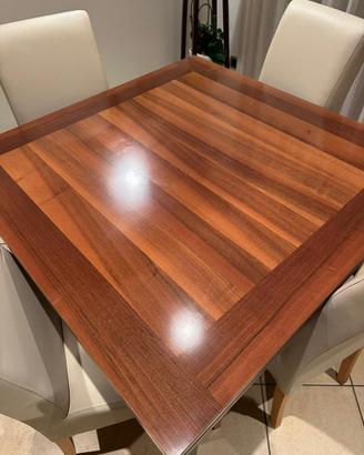 Tavolo quadrato in legno di noce allungabile