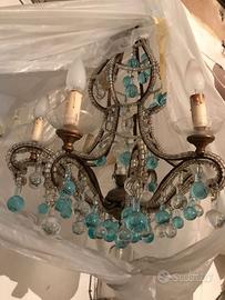 Lampadario d'epoca in cristalli di Murano