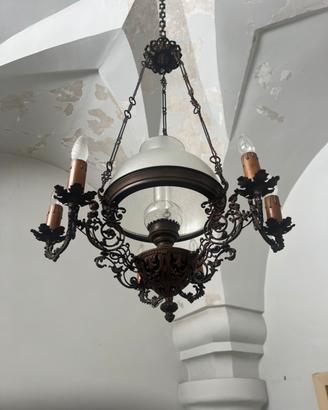 Lampadario antico stile lampada ad olio