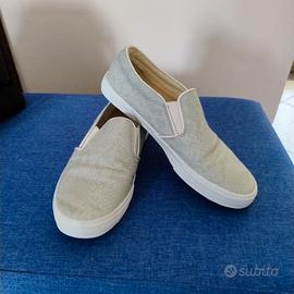 Slip-on donna bianche effetto pitonato
