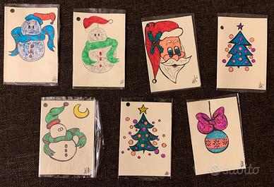 Set 7 biglietti di natale artigianali sigillati