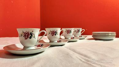 caffè in porcellana con 9 piattini (floreali)