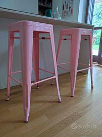 set di 2 sgabelli in metallo rosa