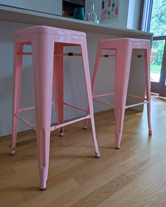set di 2 sgabelli in metallo rosa