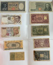Lotto 10 Banconote storiche della Lira 1947/1990