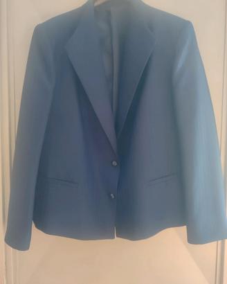 Giacca classica blu in gabardine rigato