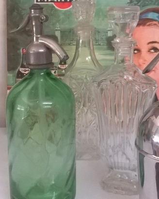 Sifone per seltz e due bottiglie  vintage