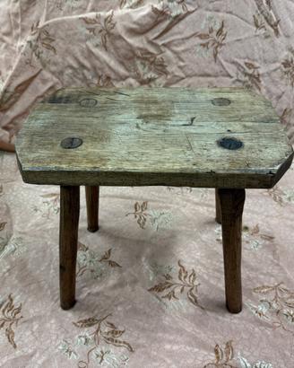 ANTICO SGABELLO DA MUNGITURA ORIGINALE DEL 1900