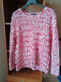 Maglia in cotone. Colore rosso/bianco melange