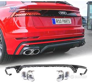 DIFFUSORE AUDI Q8 18-23 LOOK SQ8 NERO + TERMINALI 