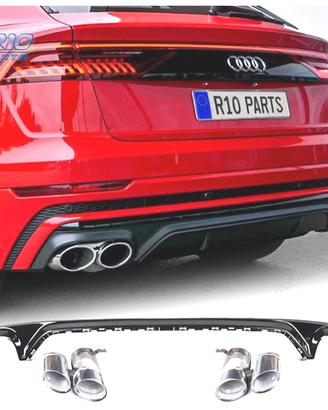 DIFFUSORE AUDI Q8 18-23 LOOK SQ8 NERO + TERMINALI 