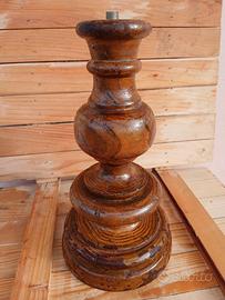 Base in Legno tornito antico per Lampada da Tavolo