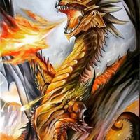 Dipinto ( quadro ) di un Drago in stile fantasy