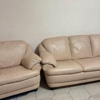 divano 3 posti più poltrona in vera pelle