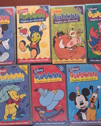 Lotto completo 7 VHS Disney Guardimpara inglese 