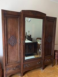 Armadio 3 Ante Art Nouveau (1920) Noce Massiccio