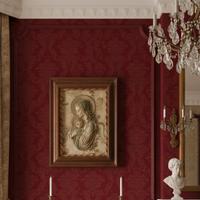 Quadro Sacro/Madonna col Bambino/Seta San leucio