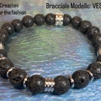 Bracciale Vesuvio pietra lavica MAGMA e acciaio
