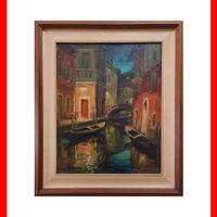 QUADRO, PAESAGGIO VENEZIANO, INCORNICIATO FIRMATO