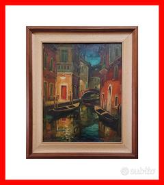 QUADRO, PAESAGGIO VENEZIANO, INCORNICIATO FIRMATO