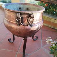Vaso Orcio Paiolo in rame e ferro battuto cm 41x28