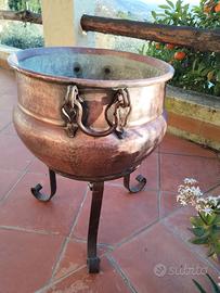 Vaso Orcio Paiolo in rame e ferro battuto cm 41x28