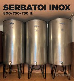 3 Cisterne Acciaio Inox - (2x 750 lt + 1x 800 lt)