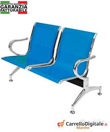 Panca da attesa in acciaio colore blu 2 posti