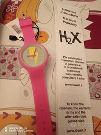 Orologio H2X rosa con fulmine giallo 