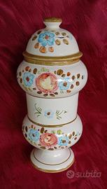 vaso da farmacia d'epoca in ceramica craquele H.32