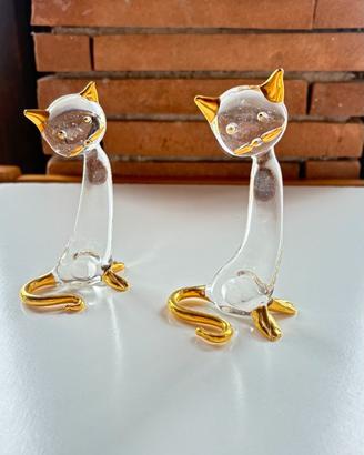 Gatto vetro stile Murano oro