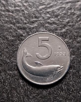5 Lire 1953 Delfino Italia
