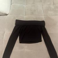 Maglia nera crop top manica lunga