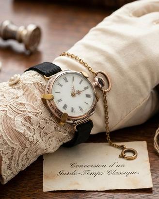 Bracciale orologio signora fine 800 argento oro