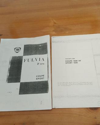 Manuale libretto uso e manutenzione Lancia Fulvia