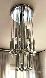 Lampadario a cascata anni '70 stile Sciolari