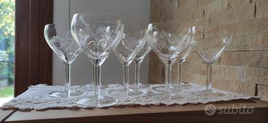 9 bicchieri cristallo molato Antichi H 12