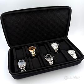 Valigetta 10 Posti Custodia Orologi Tessuto Nero