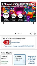 LG UHD AI 55 Pollici, Serie UA75 2025