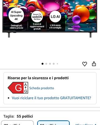 LG UHD AI 55 Pollici, Serie UA75 2025