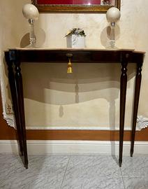 Console in legno, top in marmo rosa