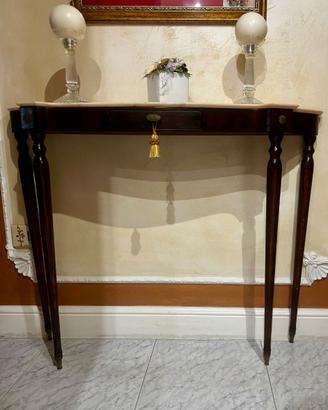 Console in legno, top in marmo rosa