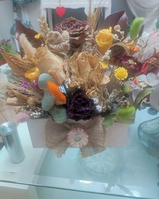 Cestino con Fiori Secchi Decorativo -Uni