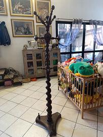 Attaccapanni da terra vintage in legno - Colonna a