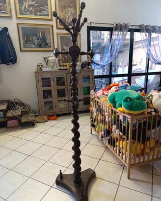Attaccapanni da terra vintage in legno - Colonna a